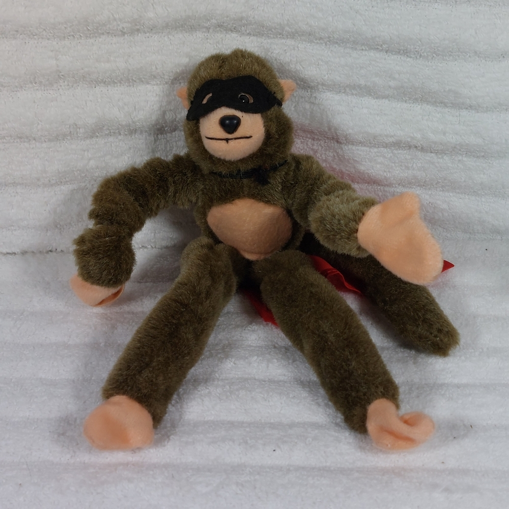 Microsoft Flingshot Monkey Plush Advertising 2006 Stuffed Animal Red Cape Mask
